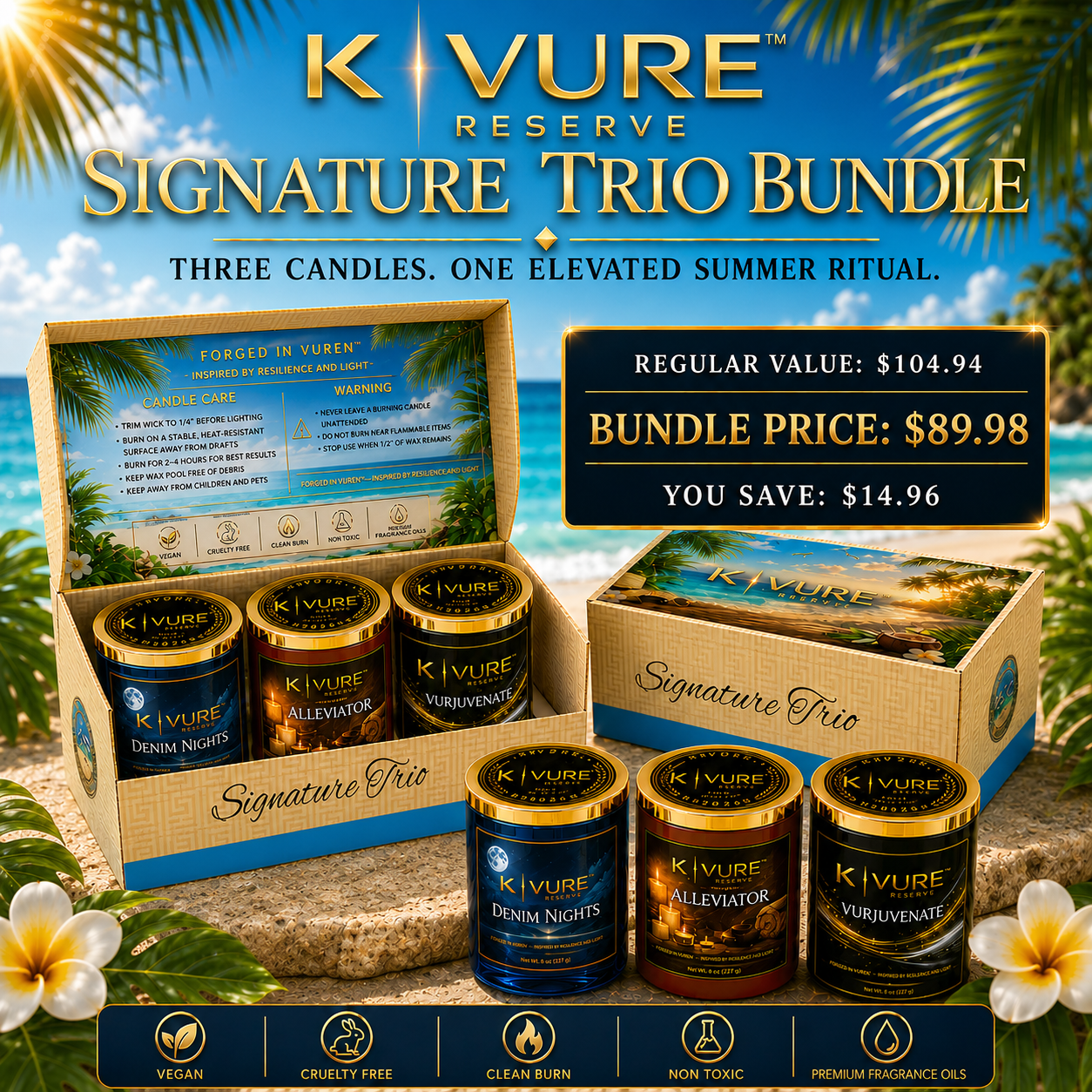 Kivure Reserve Signature TRIO (24 oz) Luxury Candle Gift Set Kivure
